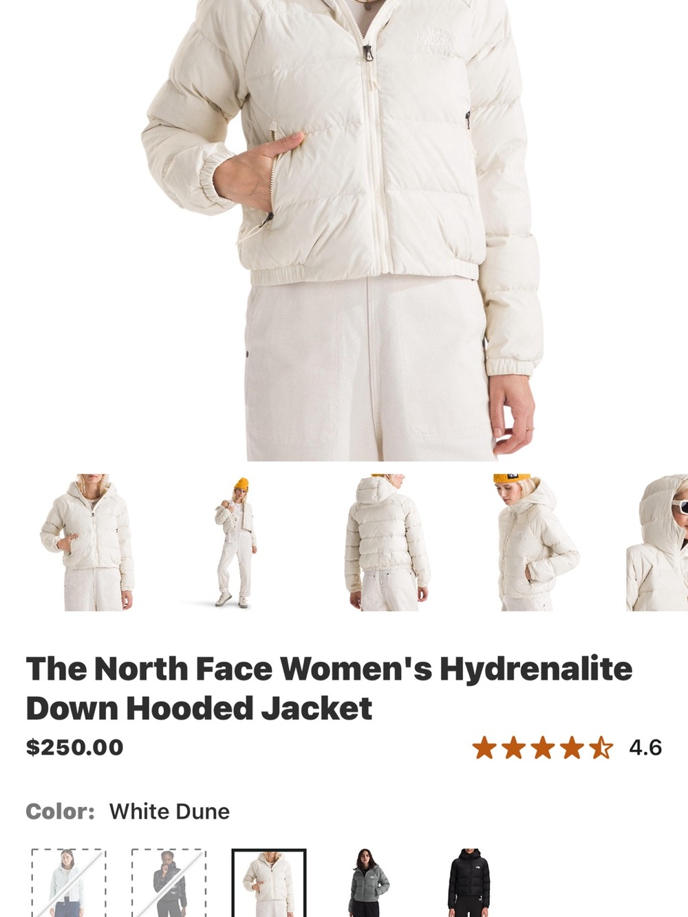 The North Face Women's Hydrenalite Down Hooded Jacket - White Dune